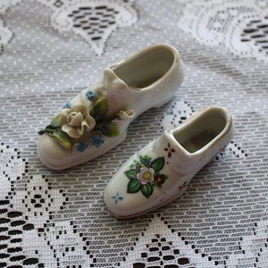 Vintage Porcelain Miniature Shoes (2) Germany & Occupied Japan